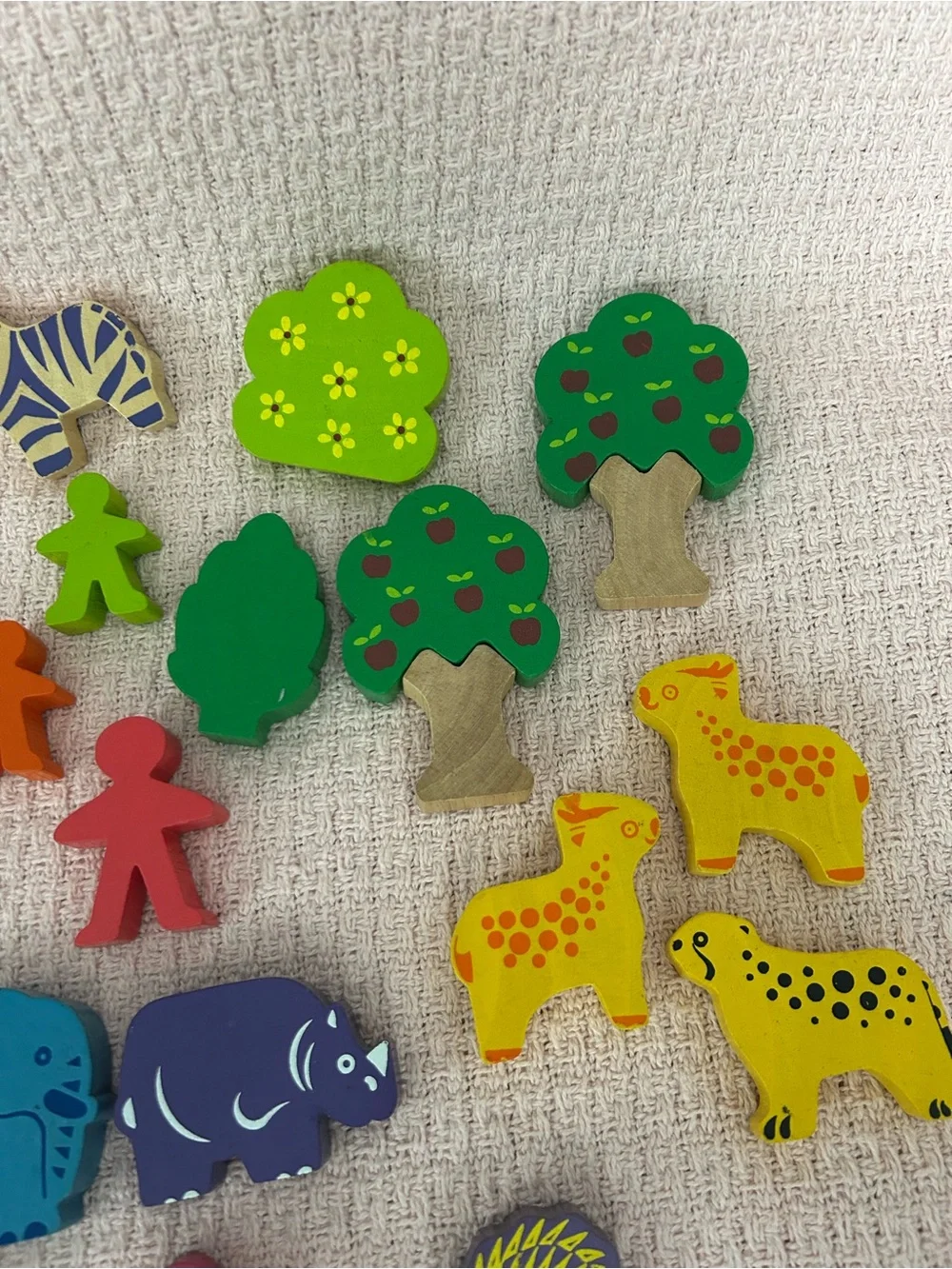 Colorful Wooden Animal and Tree Toy Set